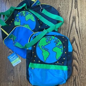 Kids' "Happy Planet" backpack and duffel bag. Vintage 1990, never used. NWT.